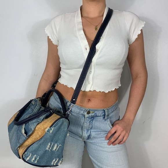 Y2K JEANS BLUE LIGHT WASH SHOULDER CROSSEDPURSE BAG - Picture 2 of 4